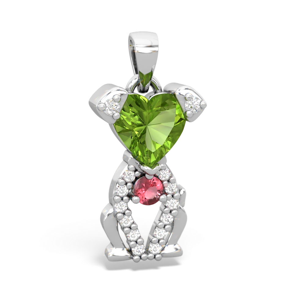 Peridot Puppy Love 14K White Gold pendant P5800