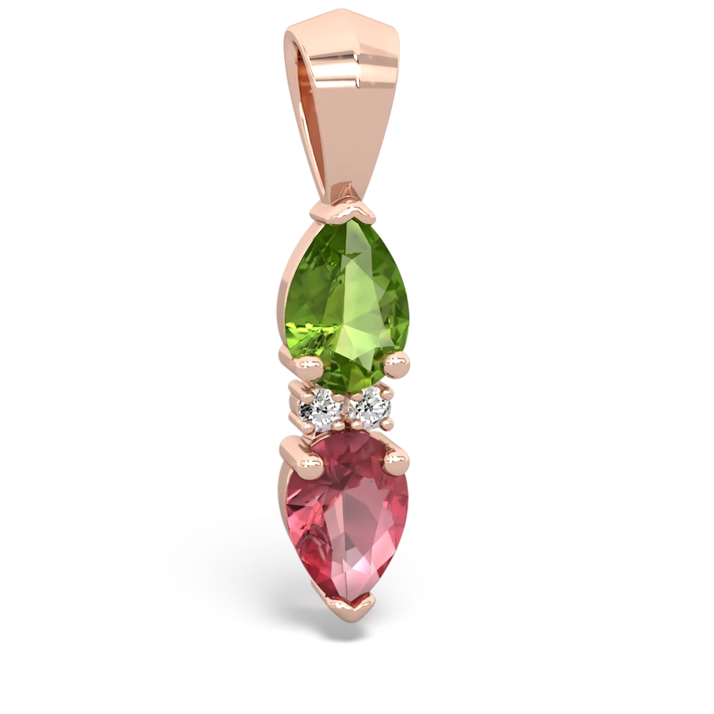 Peridot Bowtie Drop 14K Rose Gold pendant P0865