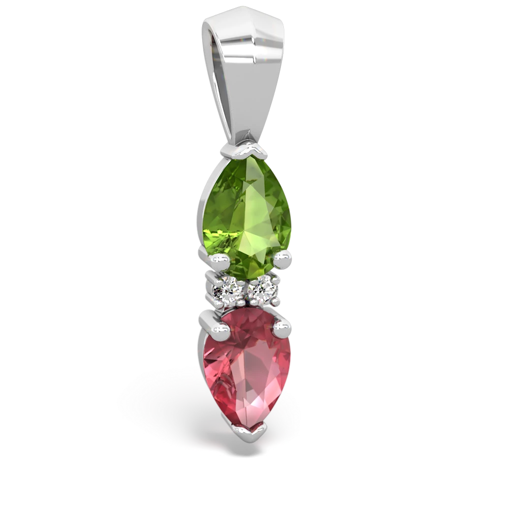 Peridot Bowtie Drop 14K White Gold pendant P0865