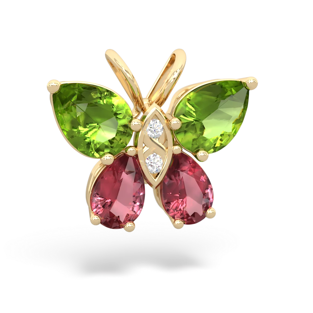 Peridot Butterfly 14K Yellow Gold pendant P2215