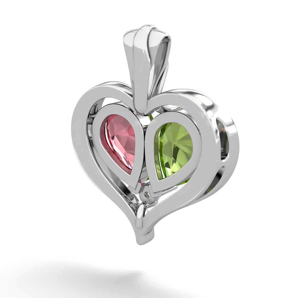 Peridot Two Become One 14K White Gold pendant P5330