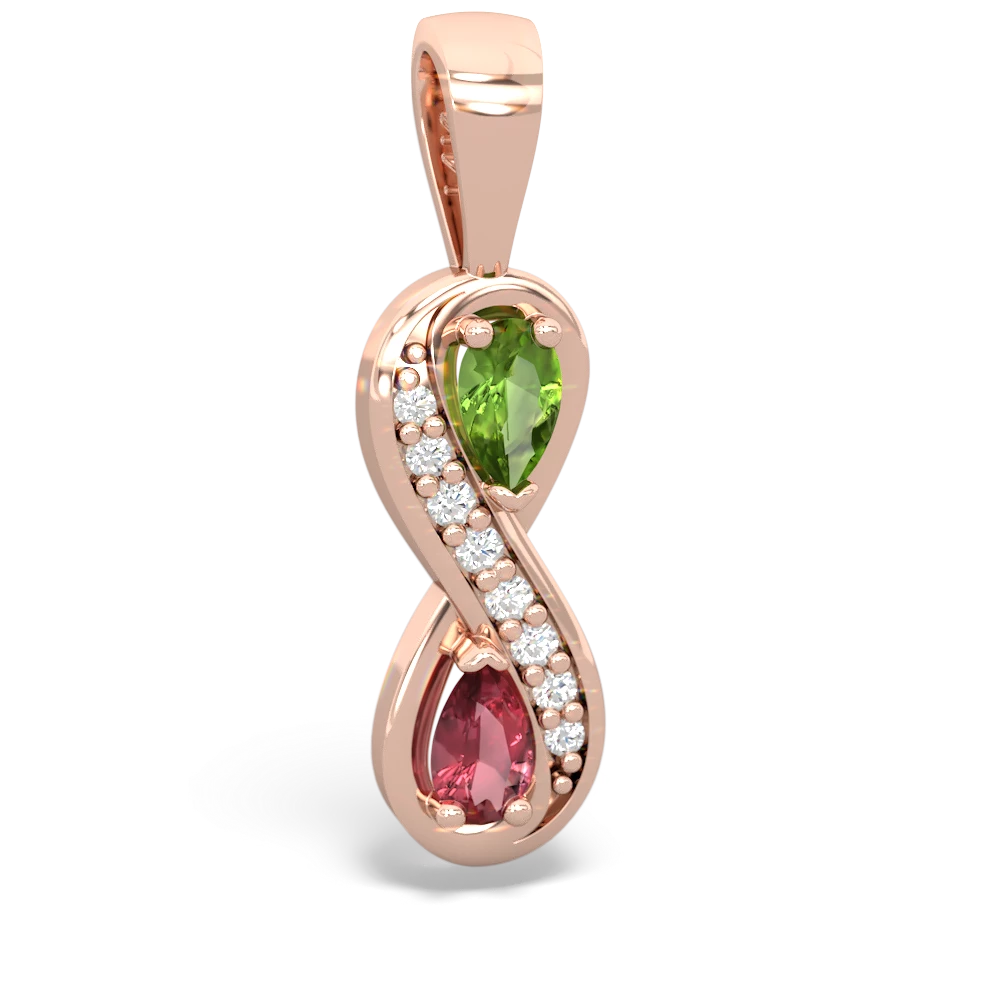 Peridot Diamond Infinity 14K Rose Gold pendant P5390