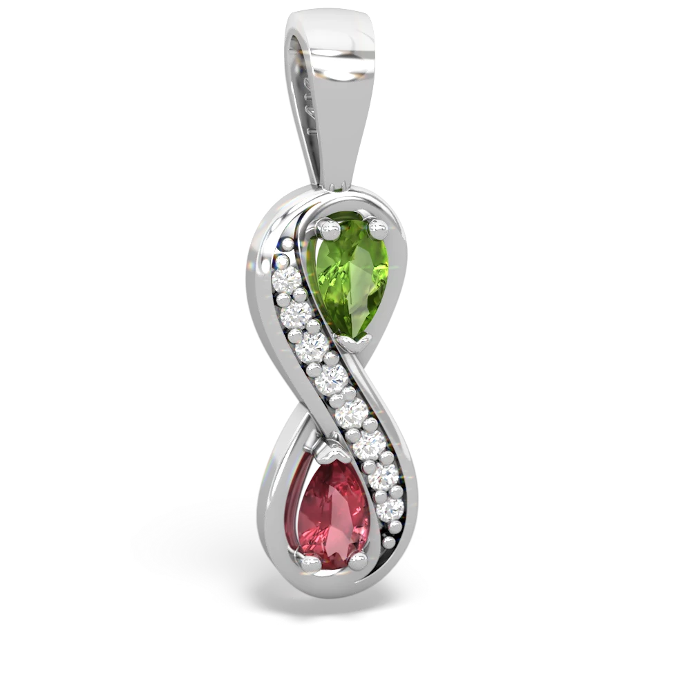 Peridot Diamond Infinity 14K White Gold pendant P5390