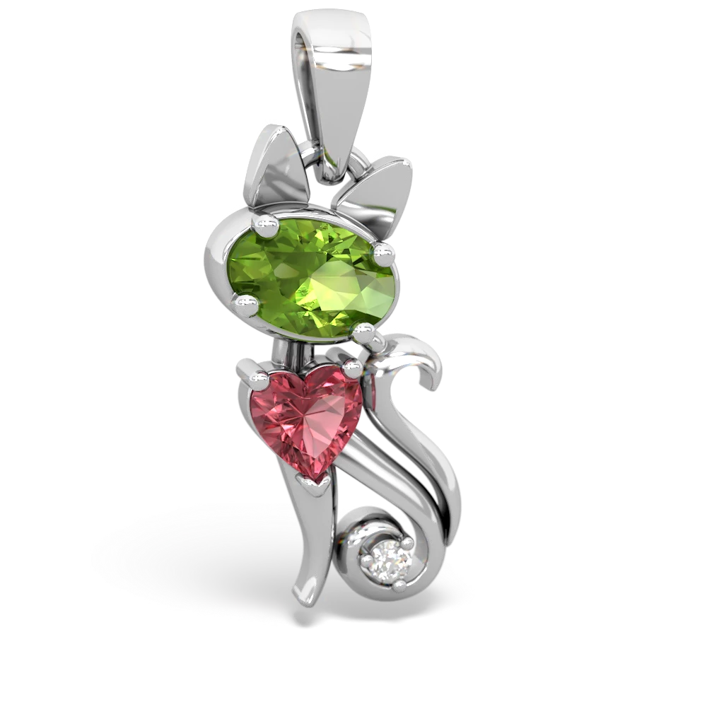 Peridot Kitten 14K White Gold pendant P5780