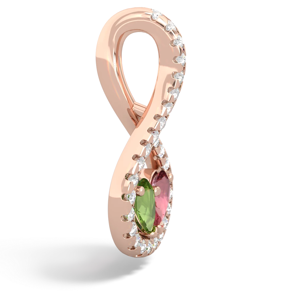 Peridot Pave Twist 'One Heart' 14K Rose Gold pendant P5360