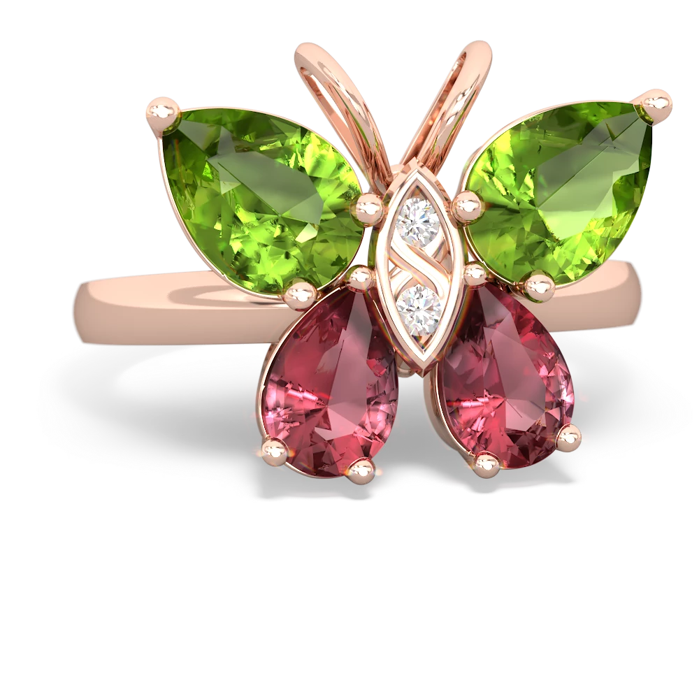 Peridot Butterfly 14K Rose Gold ring R2215