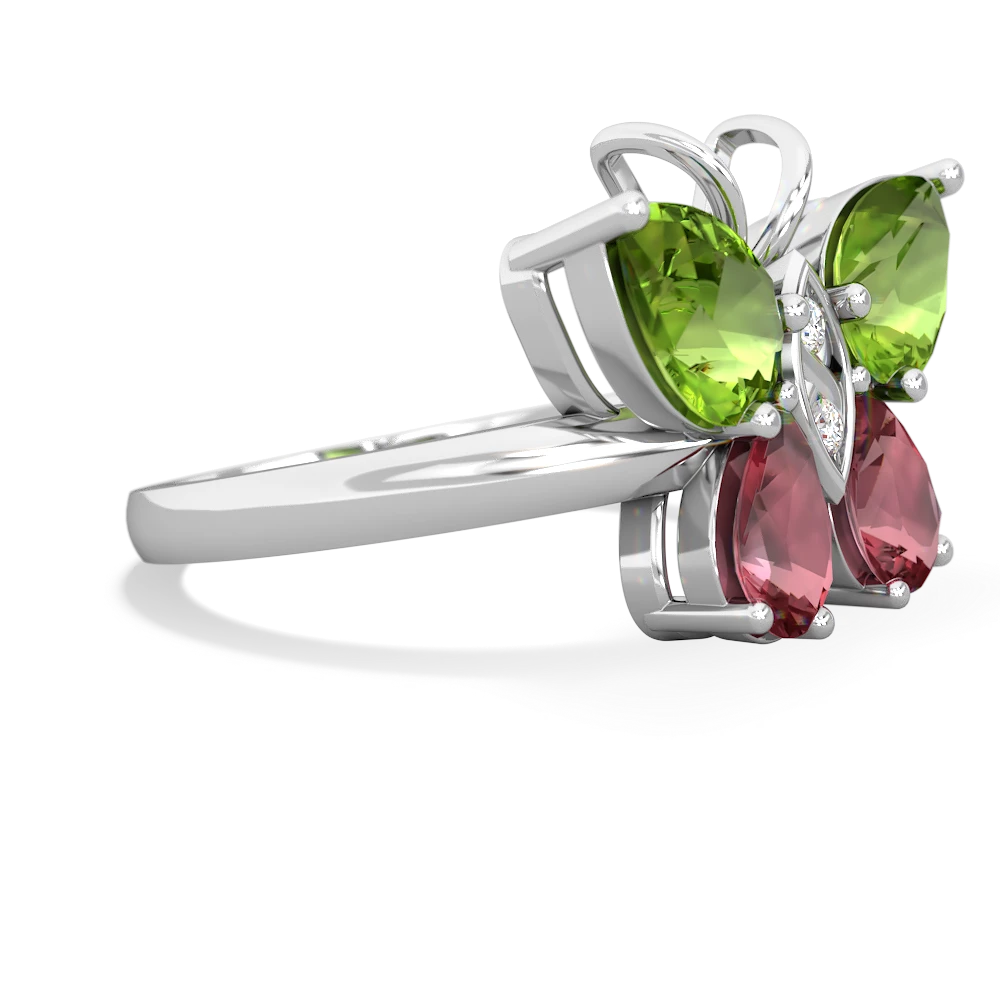 Peridot Butterfly 14K White Gold ring R2215