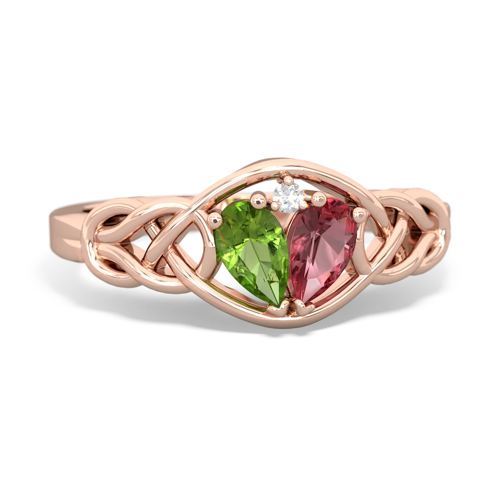 Peridot Celtic Love Knot 14K Rose Gold ring R5420