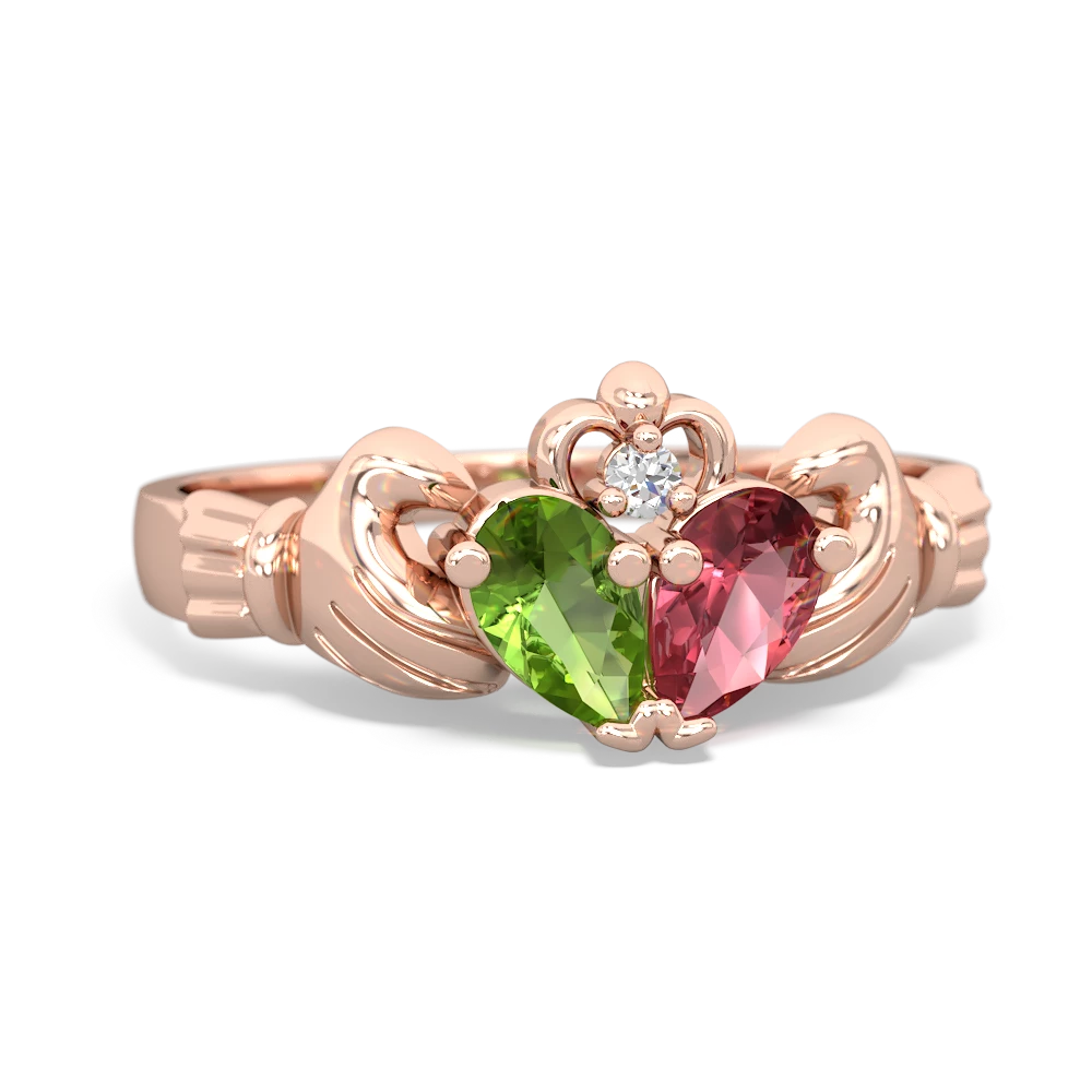 Peridot 'Our Heart' Claddagh 14K Rose Gold ring R2388