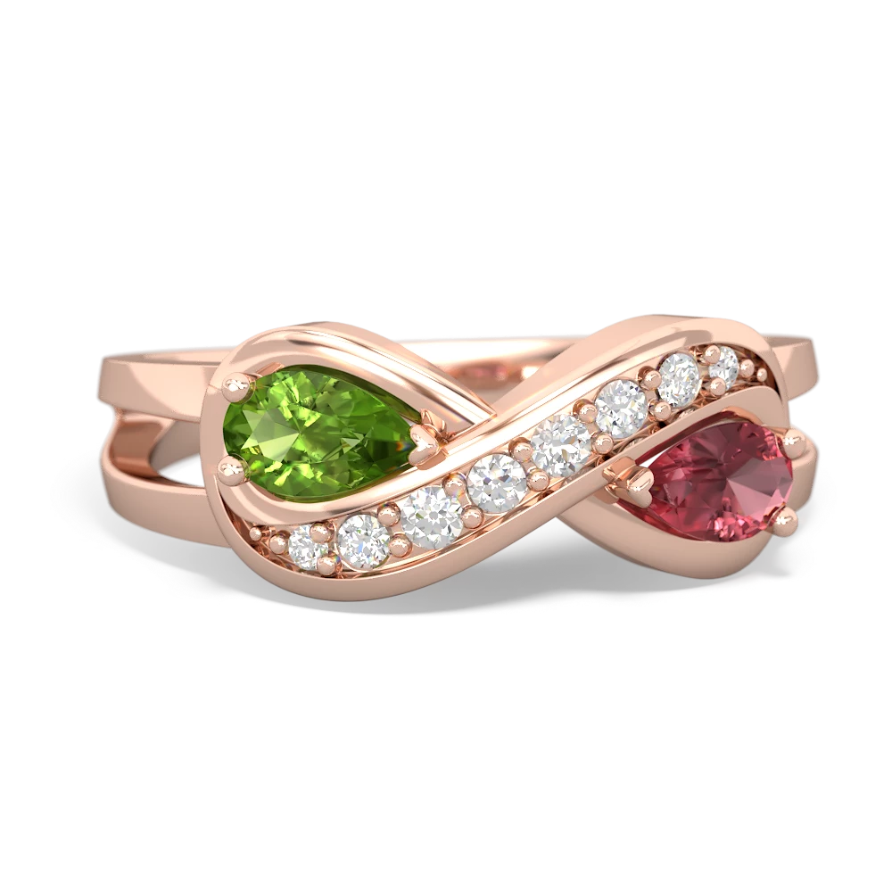 Peridot Diamond Infinity 14K Rose Gold ring R5390