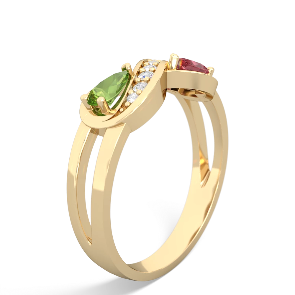 Peridot Diamond Infinity 14K Yellow Gold ring R5390