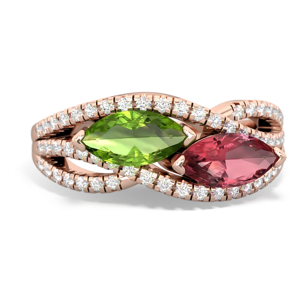 Peridot Diamond Rivers 14K Rose Gold ring R3070