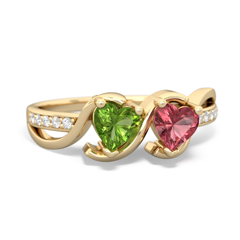 Peridot Side By Side 14K Yellow Gold ring R3090