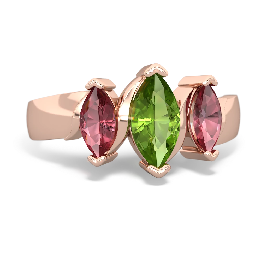 Peridot Three Peeks 14K Rose Gold ring R2433