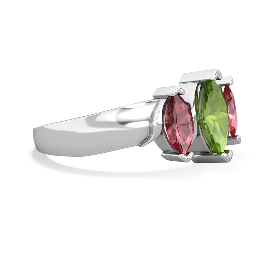 Peridot Three Peeks 14K White Gold ring R2433