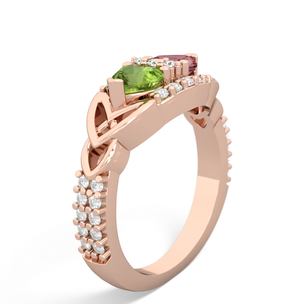 Peridot Sparkling Celtic Knot 14K Rose Gold ring R2645