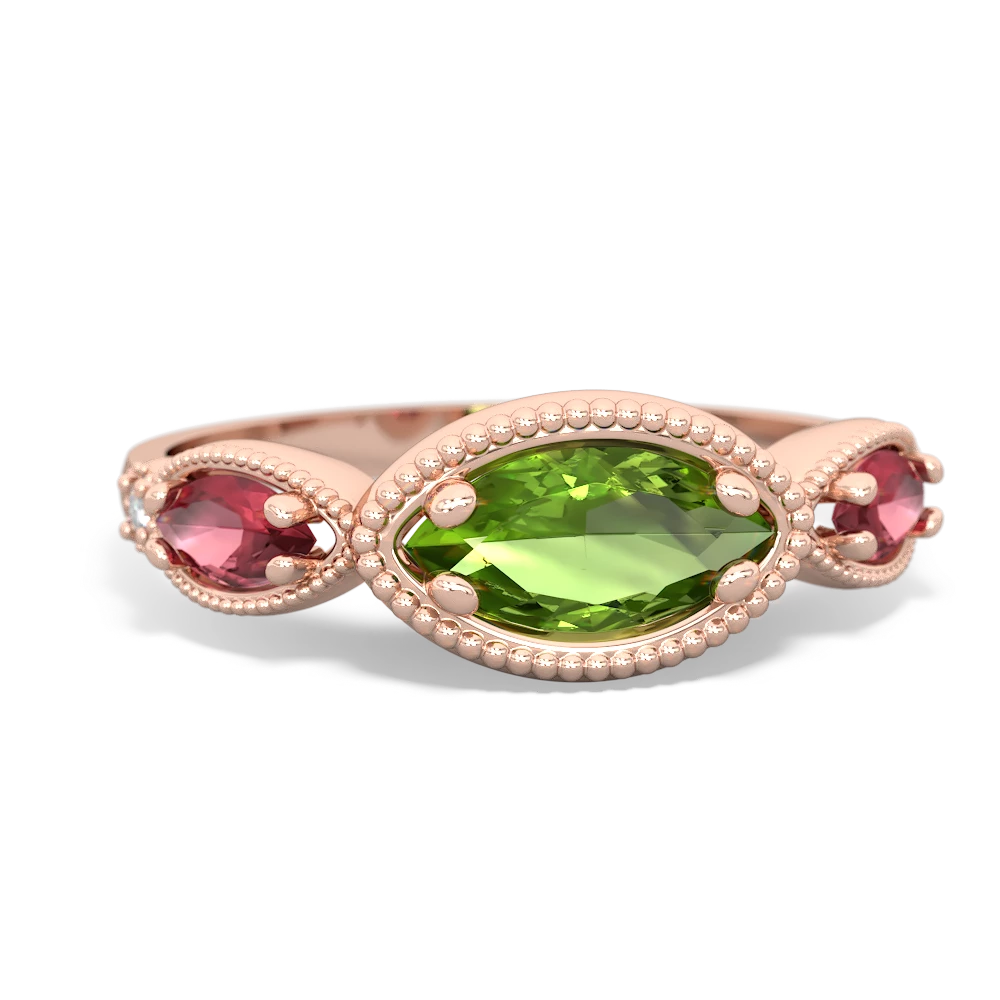 Peridot Milgrain Marquise 14K Rose Gold ring R5700