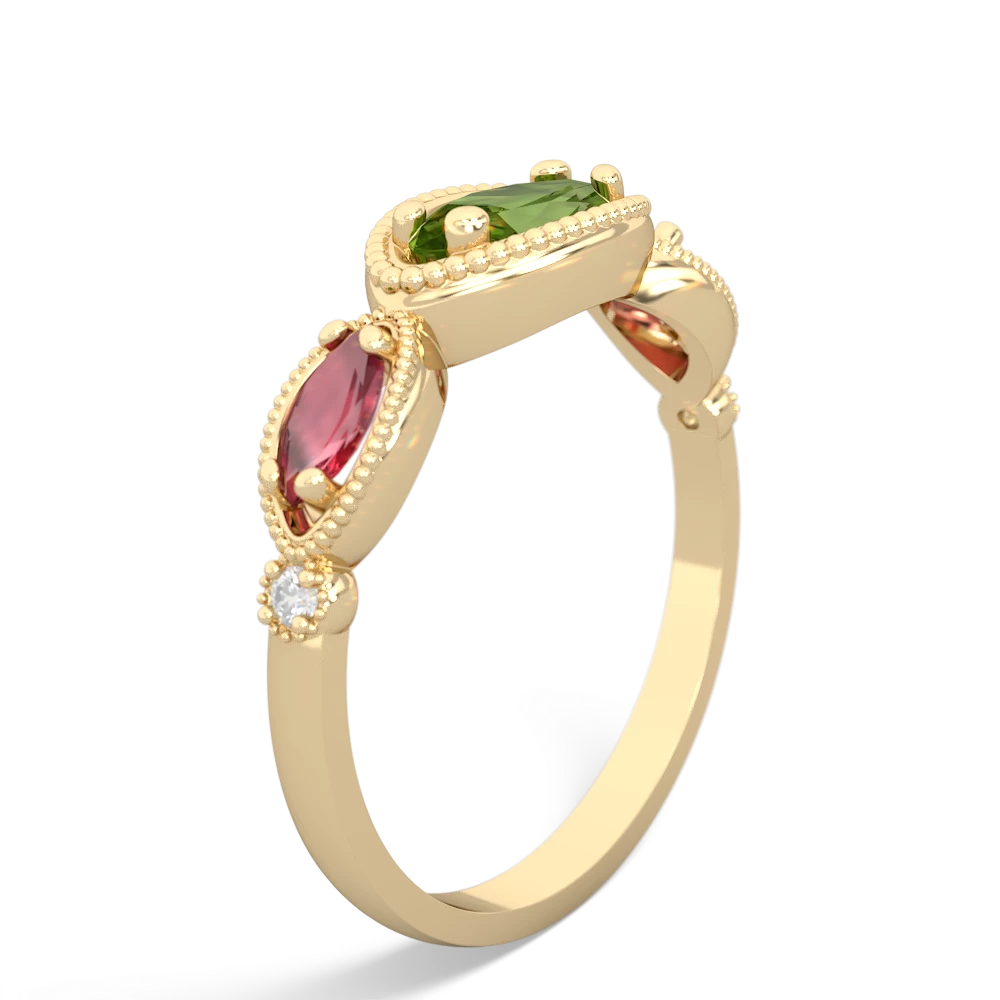 Peridot Milgrain Marquise 14K Yellow Gold ring R5700