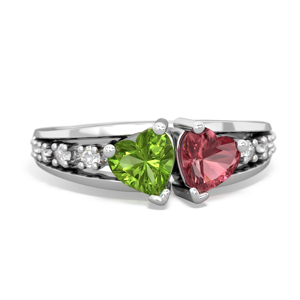 Peridot Heart To Heart 14K White Gold ring R3342