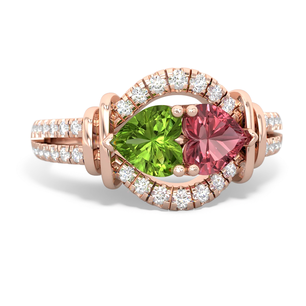 Peridot Art-Deco Keepsake 14K Rose Gold ring R5630