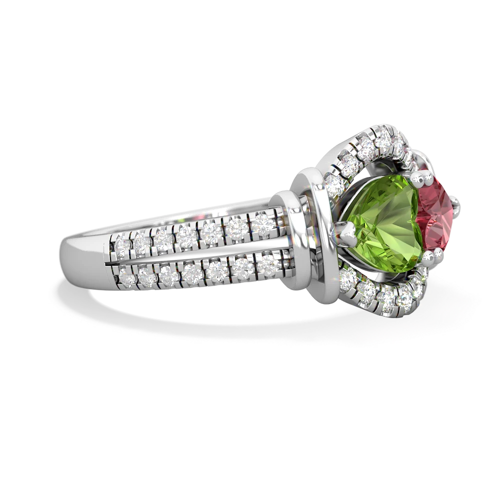 Peridot Art-Deco Keepsake 14K White Gold ring R5630