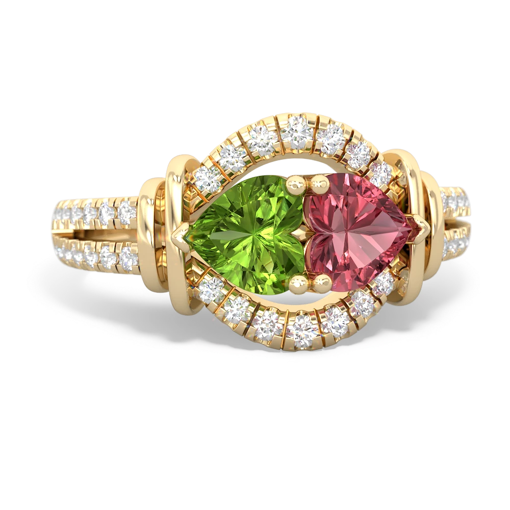 Peridot Art-Deco Keepsake 14K Yellow Gold ring R5630