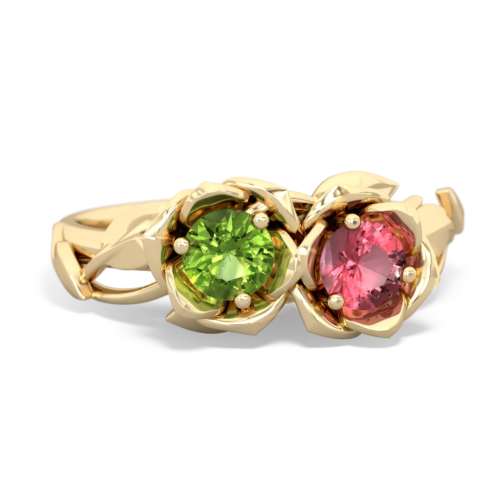 Peridot Rose Garden 14K Yellow Gold ring R5510