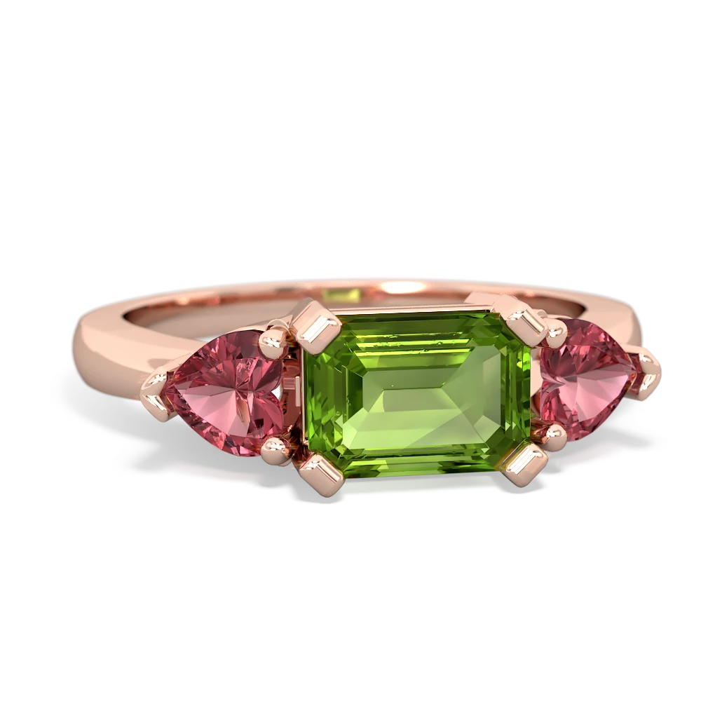 Peridot Three Stone 14K Rose Gold ring R5235