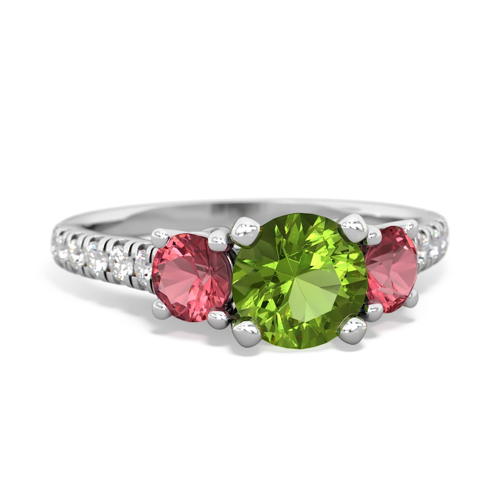 Peridot Pave Trellis 14K White Gold ring R5500