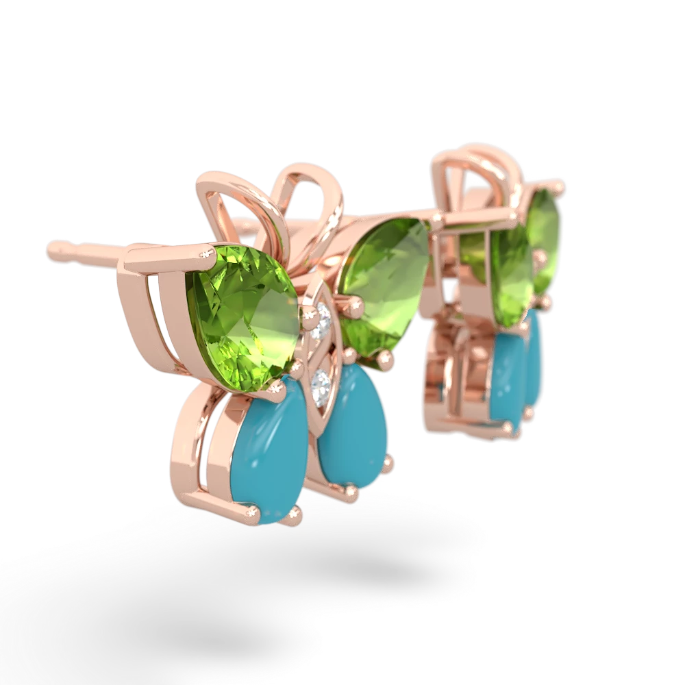 Peridot Butterfly 14K Rose Gold earrings E2215