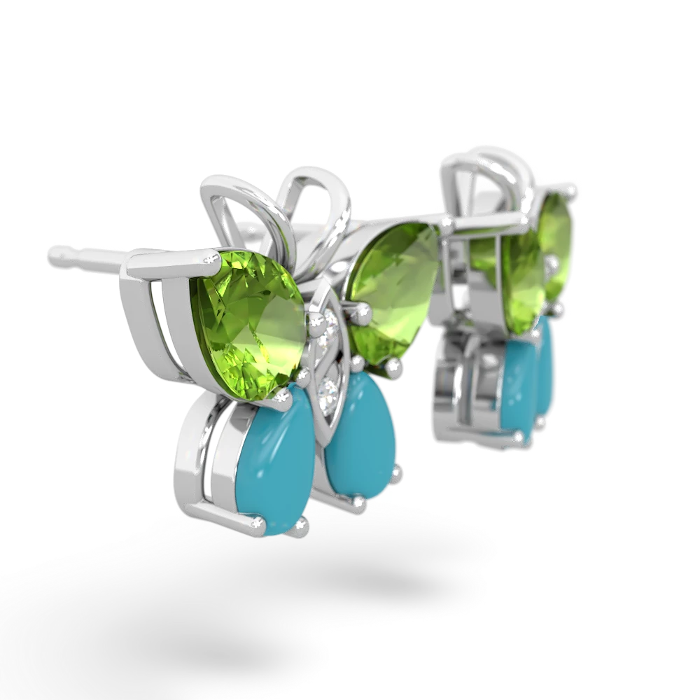 Peridot Butterfly 14K White Gold earrings E2215