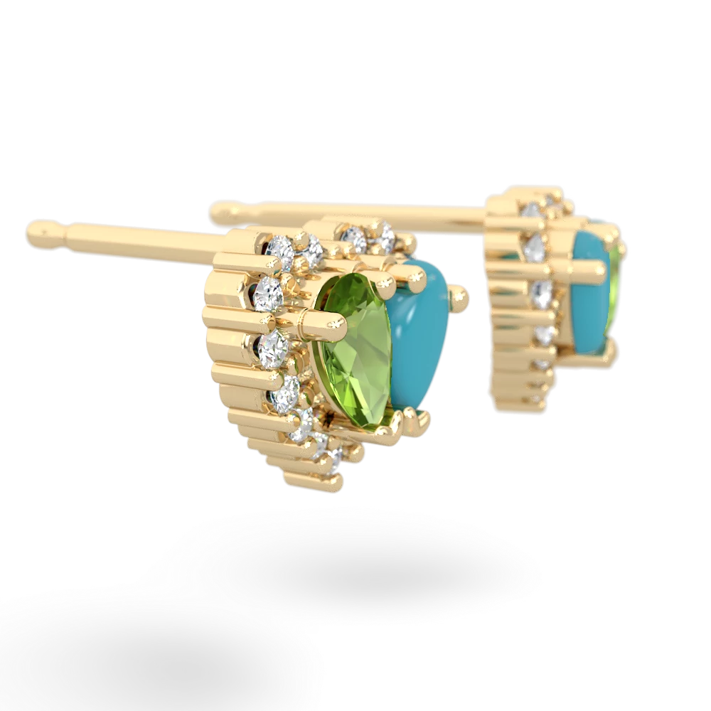 Peridot Halo 14K Yellow Gold earrings E7008