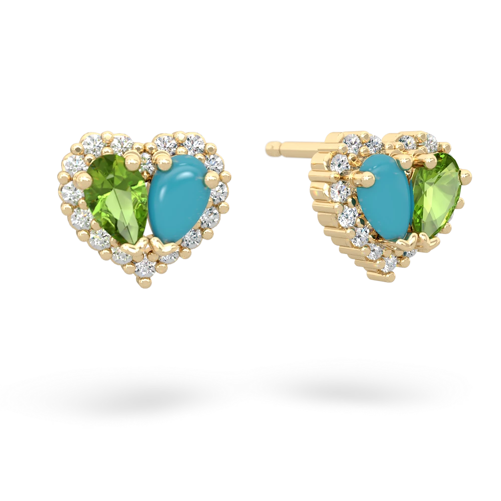 Peridot Halo 14K Yellow Gold earrings E7008