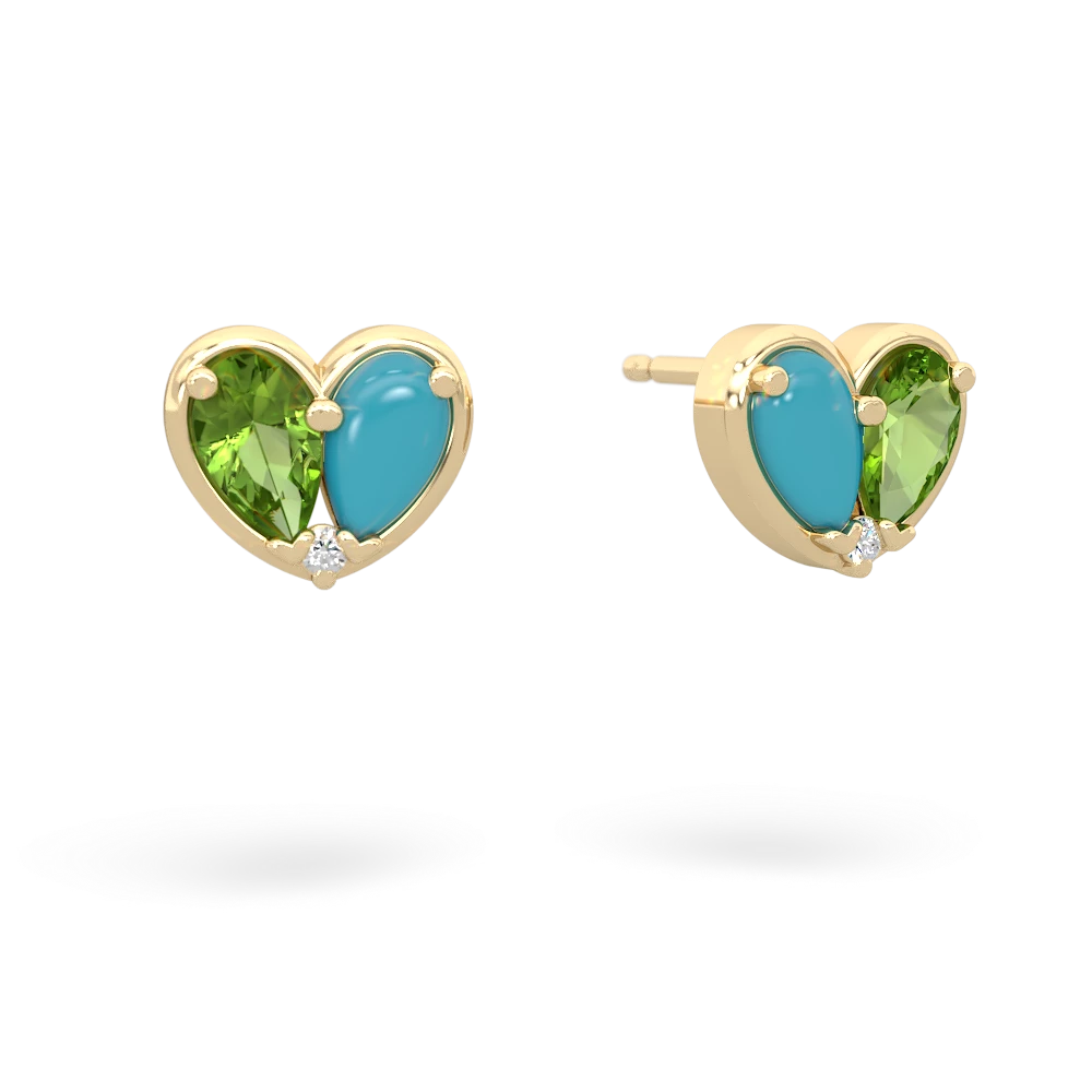 Peridot 'Our Heart' 14K Yellow Gold earrings E5072