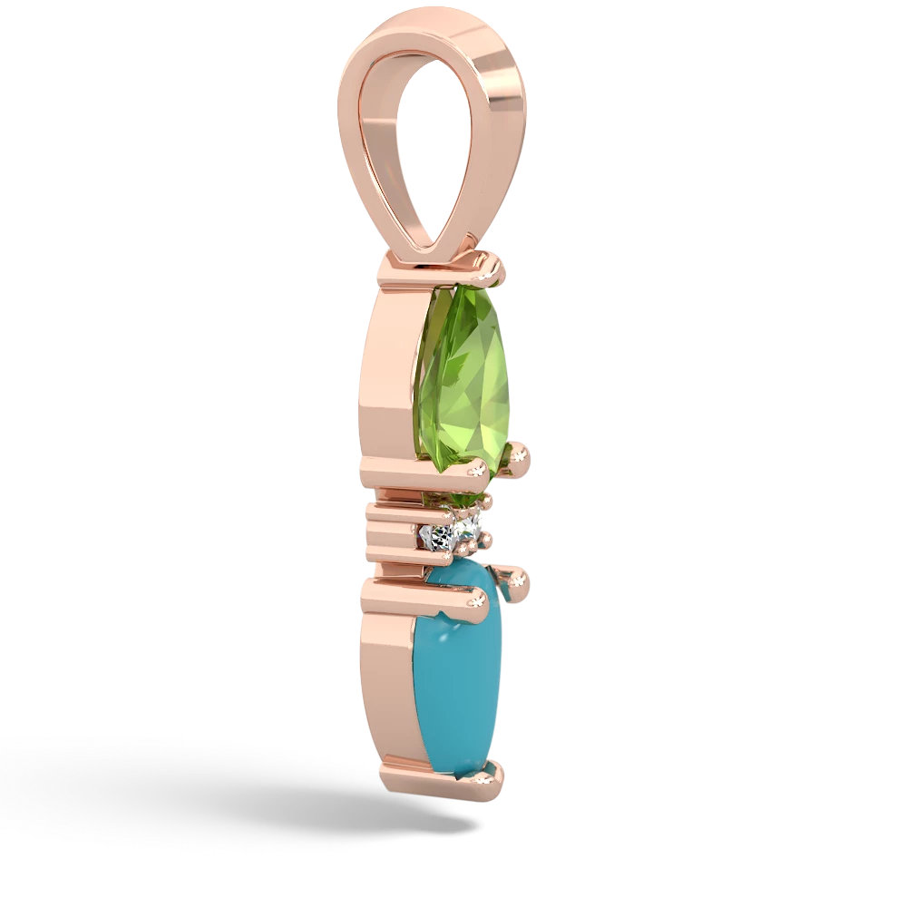 Peridot Bowtie Drop 14K Rose Gold pendant P0865