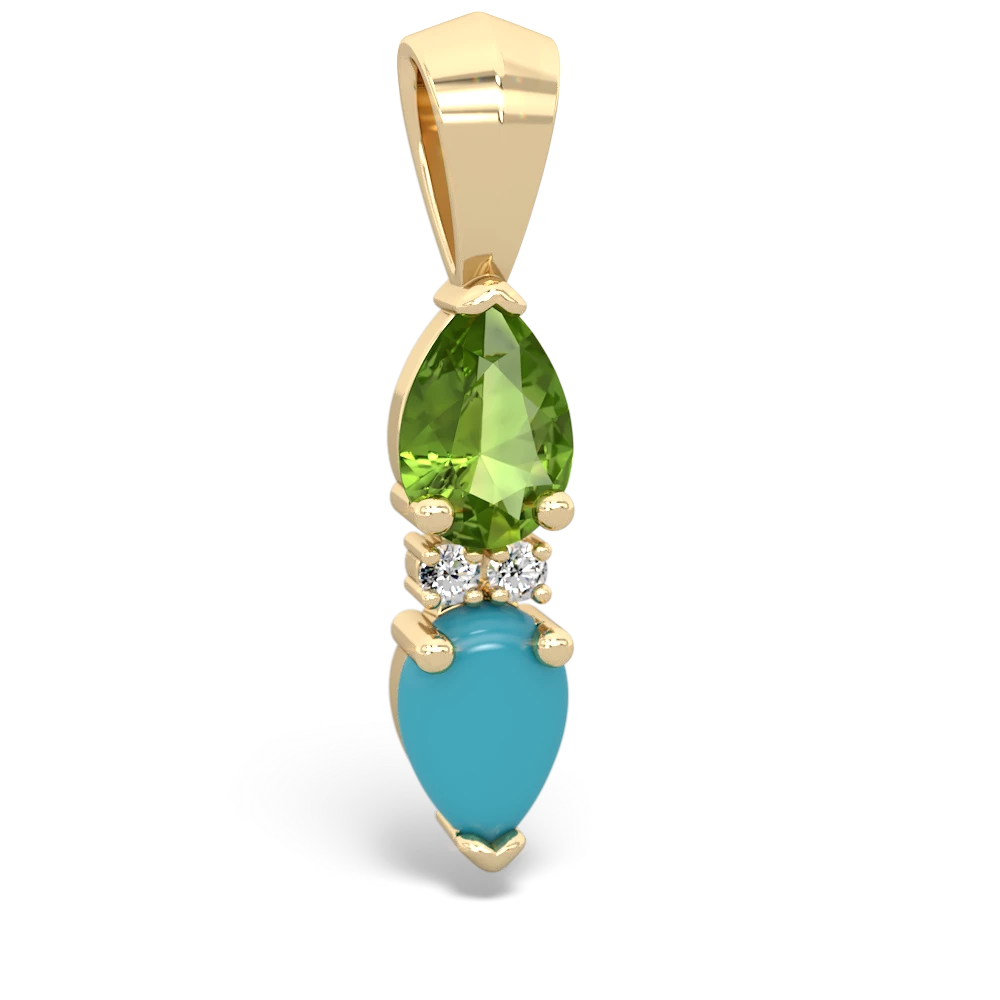 Peridot Bowtie Drop 14K Yellow Gold pendant P0865