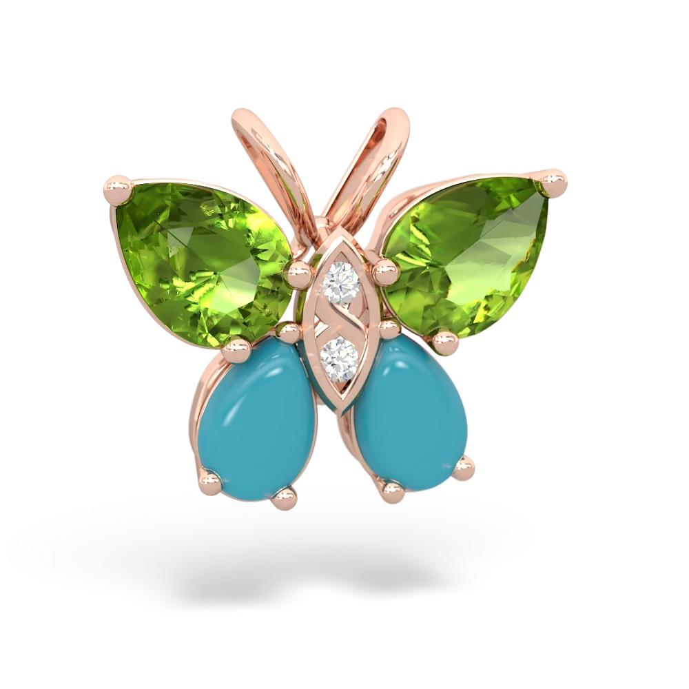 Peridot Butterfly 14K Rose Gold pendant P2215