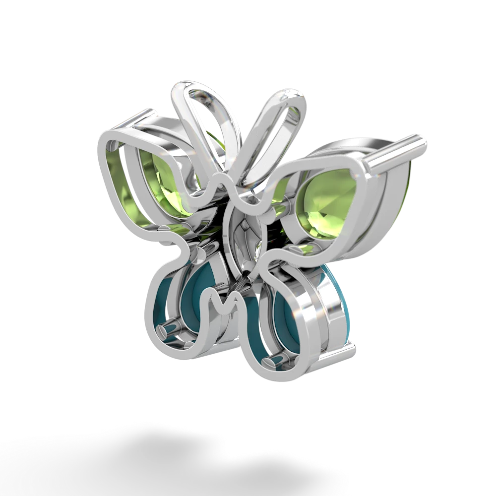 Peridot Butterfly 14K White Gold pendant P2215