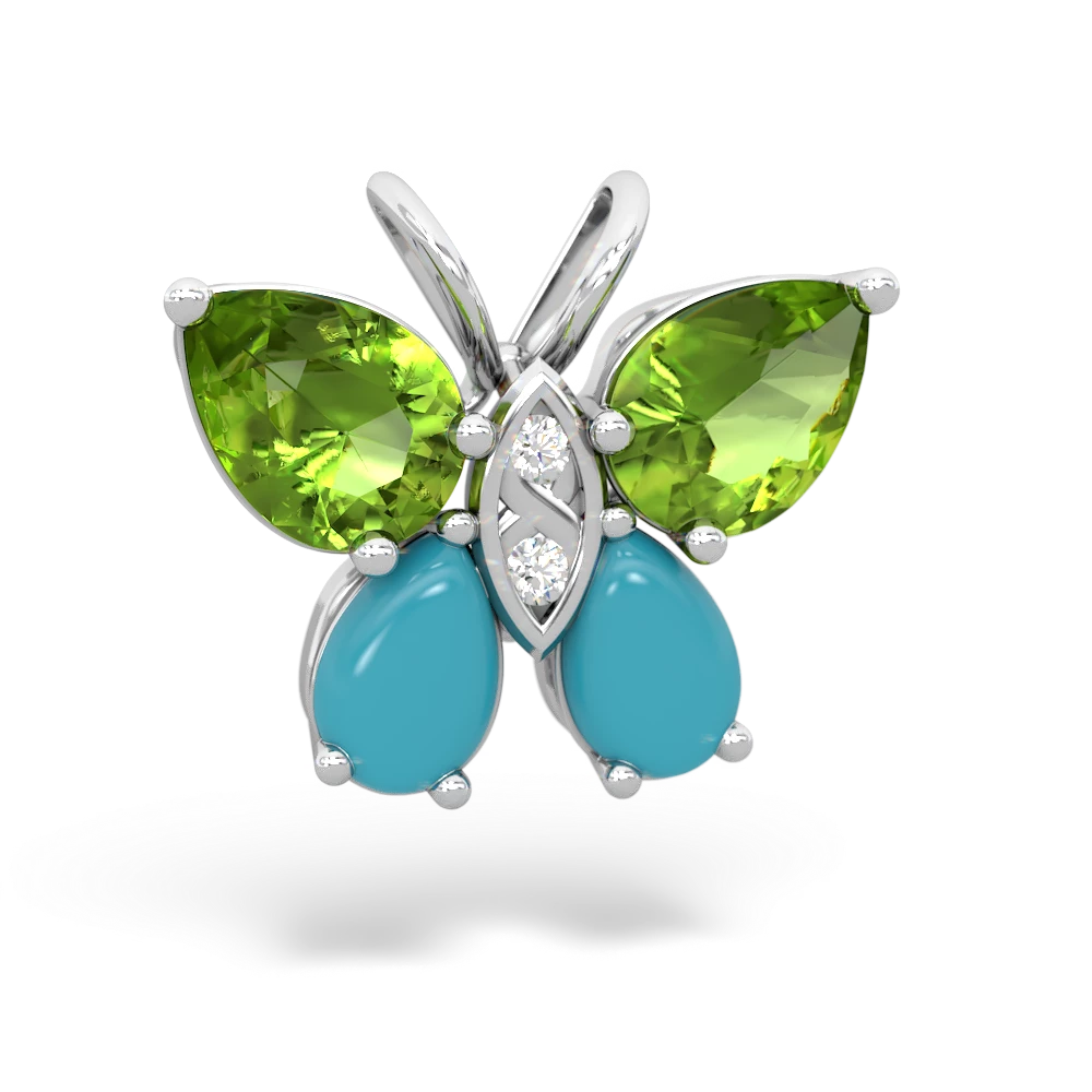 Peridot Butterfly 14K White Gold pendant P2215