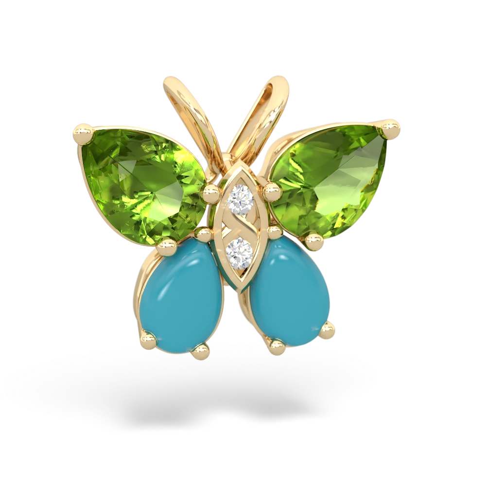 Peridot Butterfly 14K Yellow Gold pendant P2215