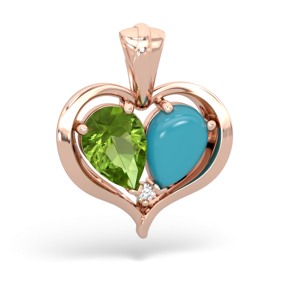 Peridot Two Become One 14K Rose Gold pendant P5330