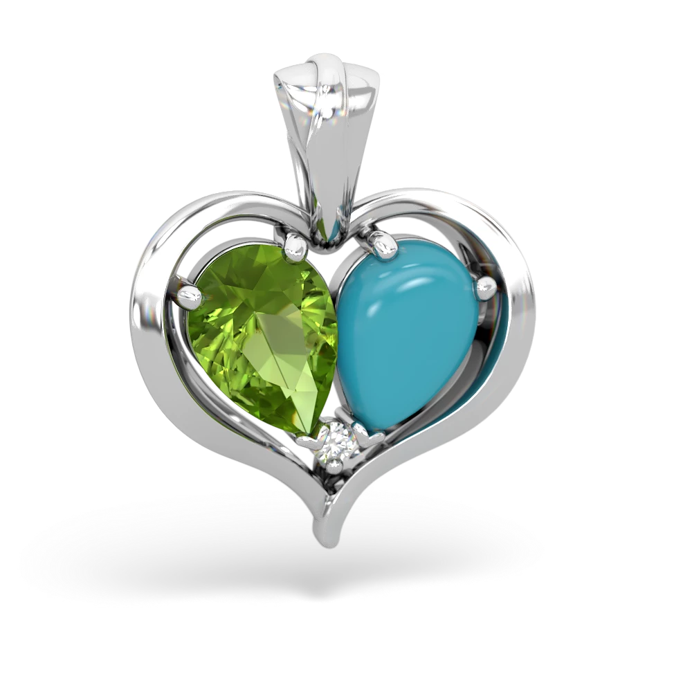 Peridot Two Become One 14K White Gold pendant P5330