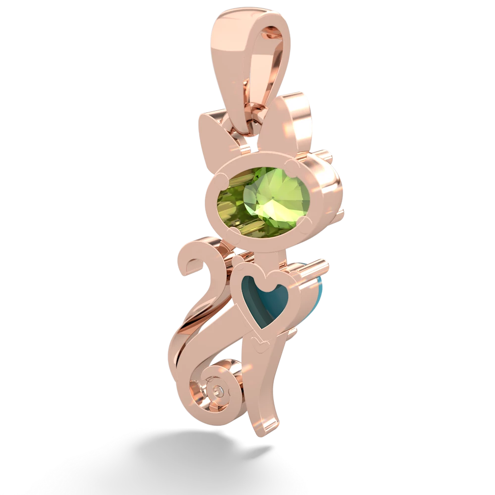 Peridot Kitten 14K Rose Gold pendant P5780