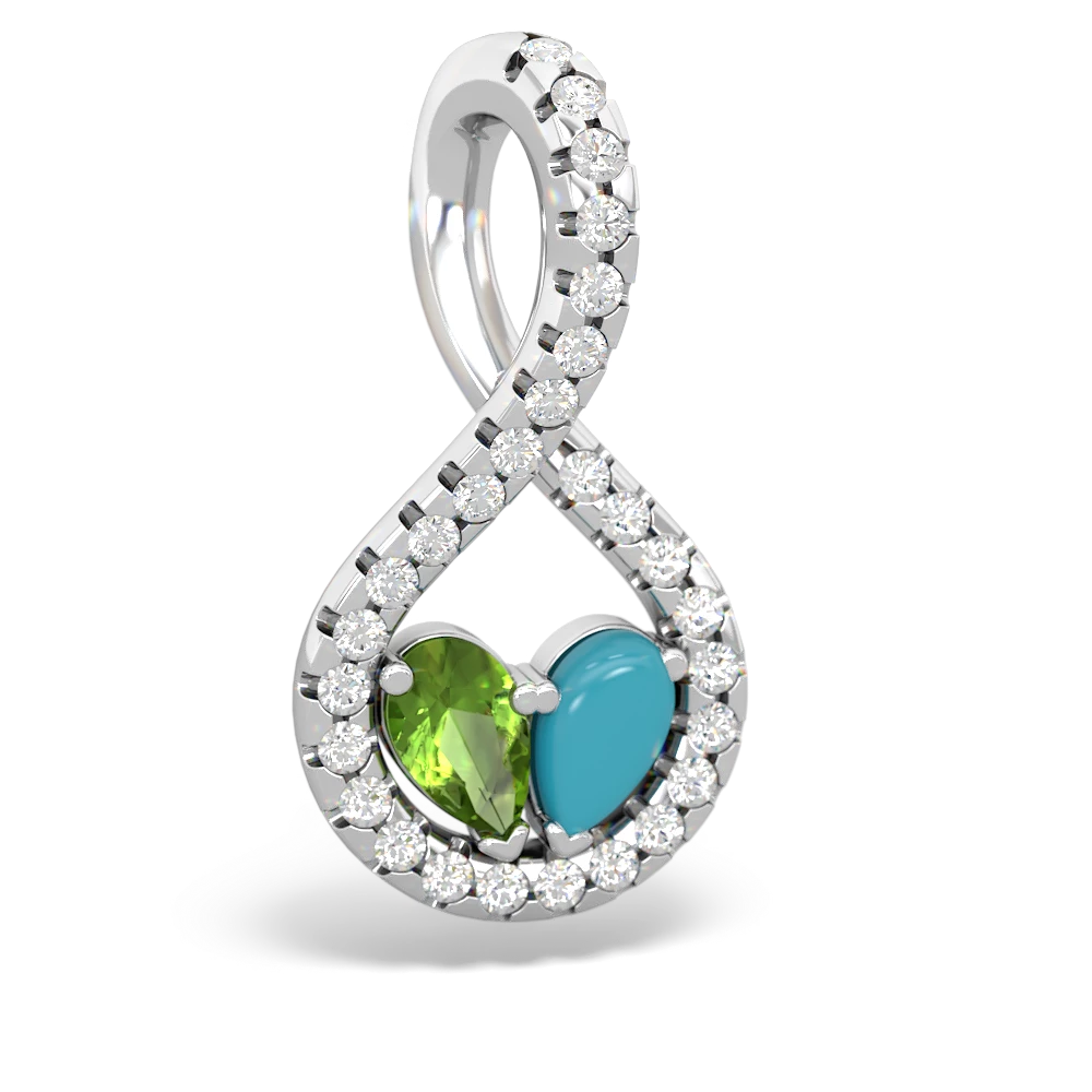 Peridot Pave Twist 'One Heart' 14K White Gold pendant P5360