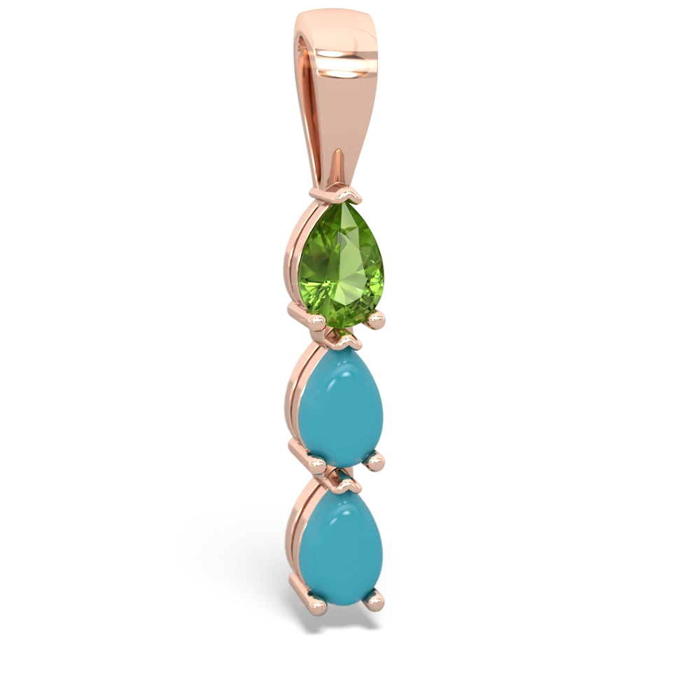 Peridot Dew Drops 14K Rose Gold pendant P2251