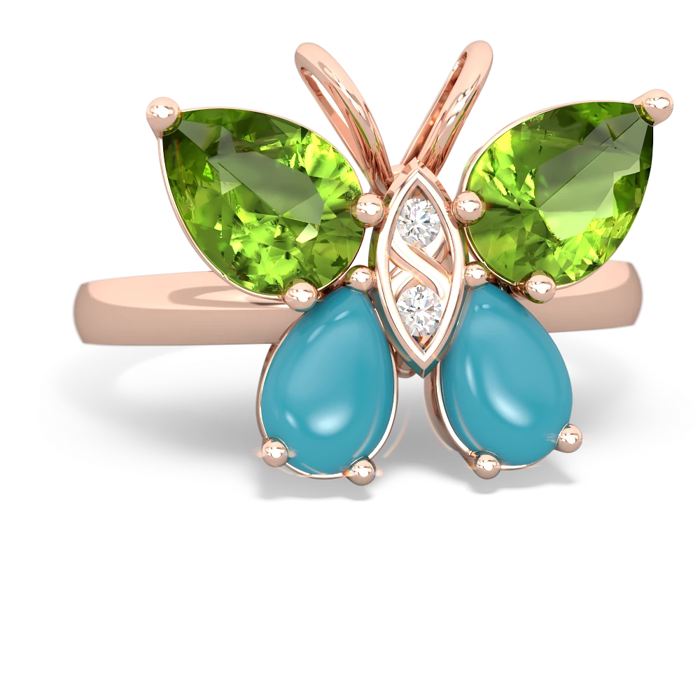 Peridot Butterfly 14K Rose Gold ring R2215