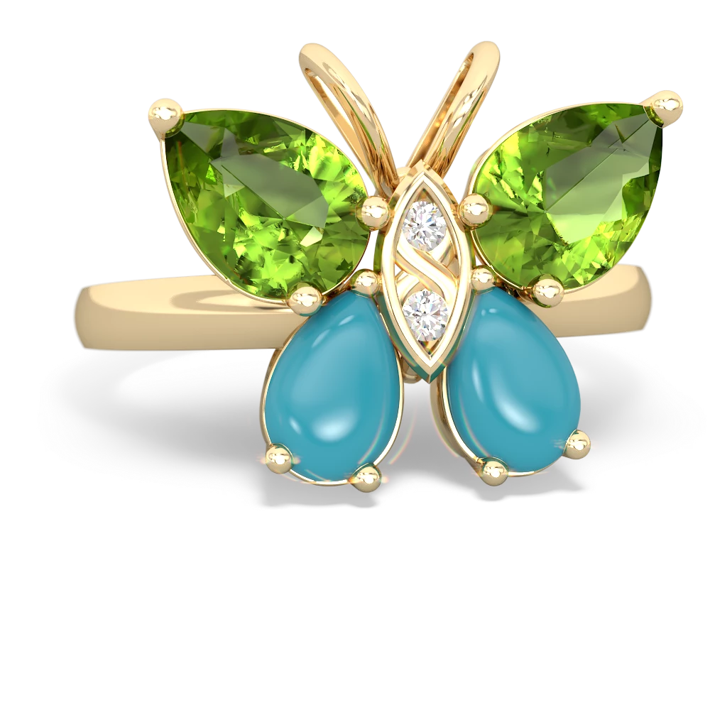 Peridot Butterfly 14K Yellow Gold ring R2215