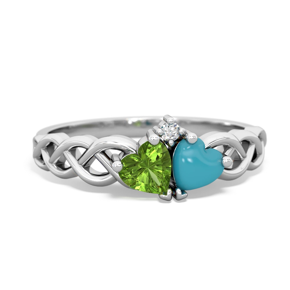 Peridot Heart To Heart Braid 14K White Gold ring R5870