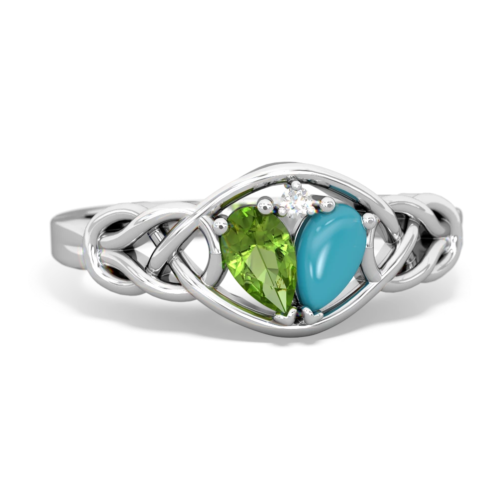 Peridot Celtic Love Knot 14K White Gold ring R5420