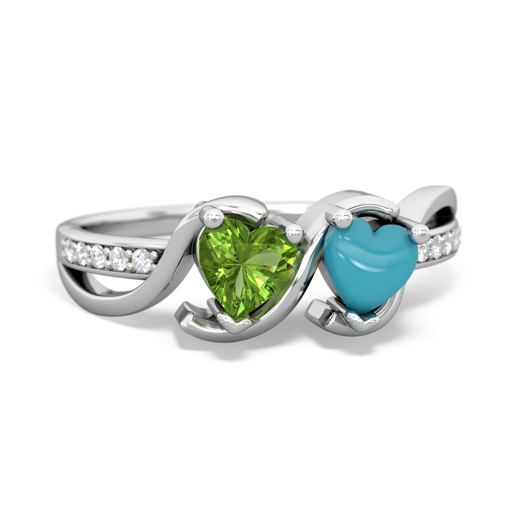 Peridot Side By Side 14K White Gold ring R3090